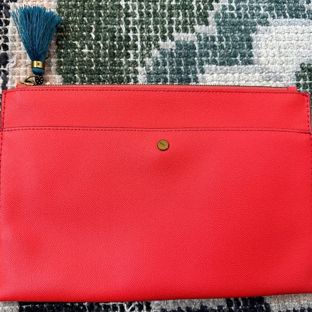 J.Crew Red Clutch with Blue Tassel — New Without Tags